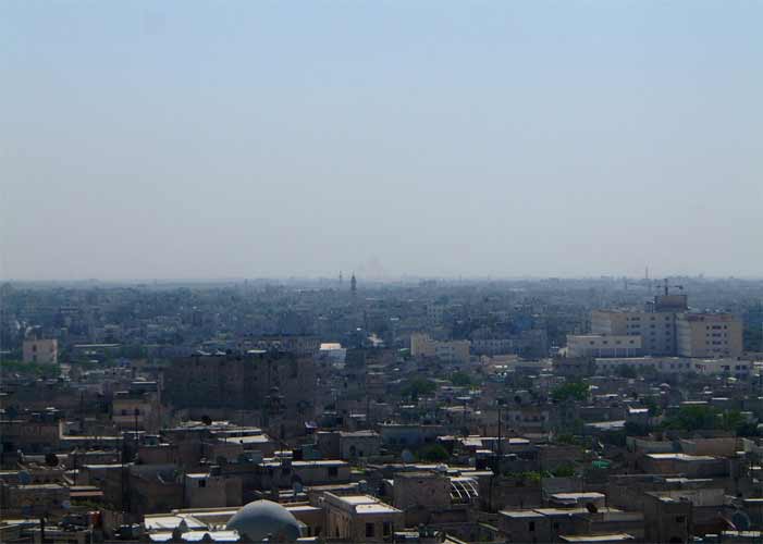Blick von der Zitadelle auf Aleppo